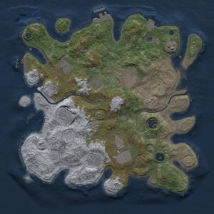 Thumbnail Rust Map: Procedural Map, Size: 3600, Seed: 1917523614, 15 Monuments