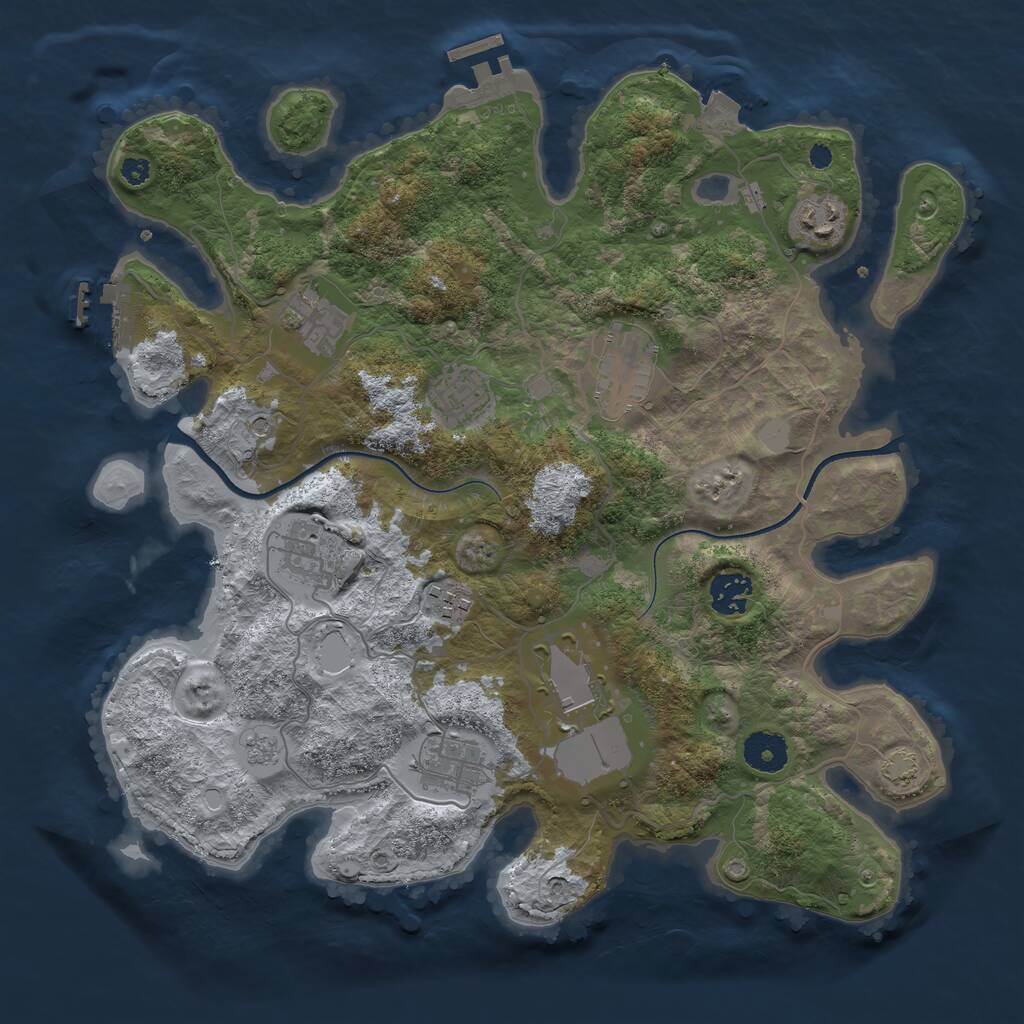 Rust Map: Procedural Map, Size: 3600, Seed: 1917523614, 15 Monuments