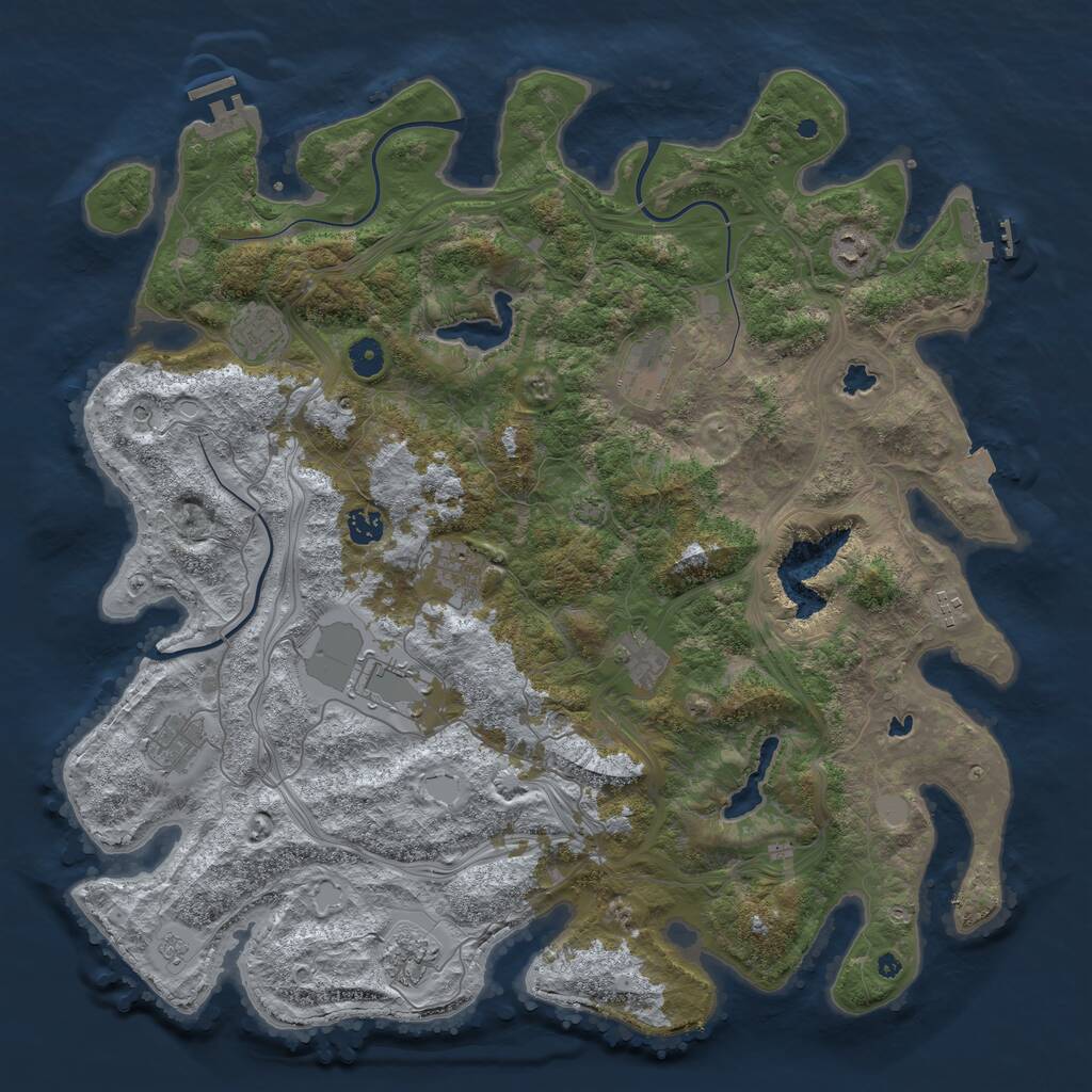 Rust Map: Procedural Map, Size: 4500, Seed: 1953858875, 16 Monuments