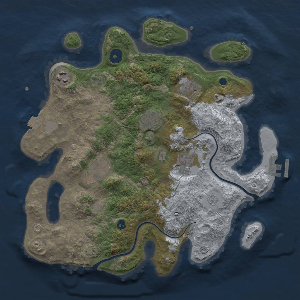 Rust Map: Procedural Map, Size: 3250, Seed: 1761889578, 9 Monuments