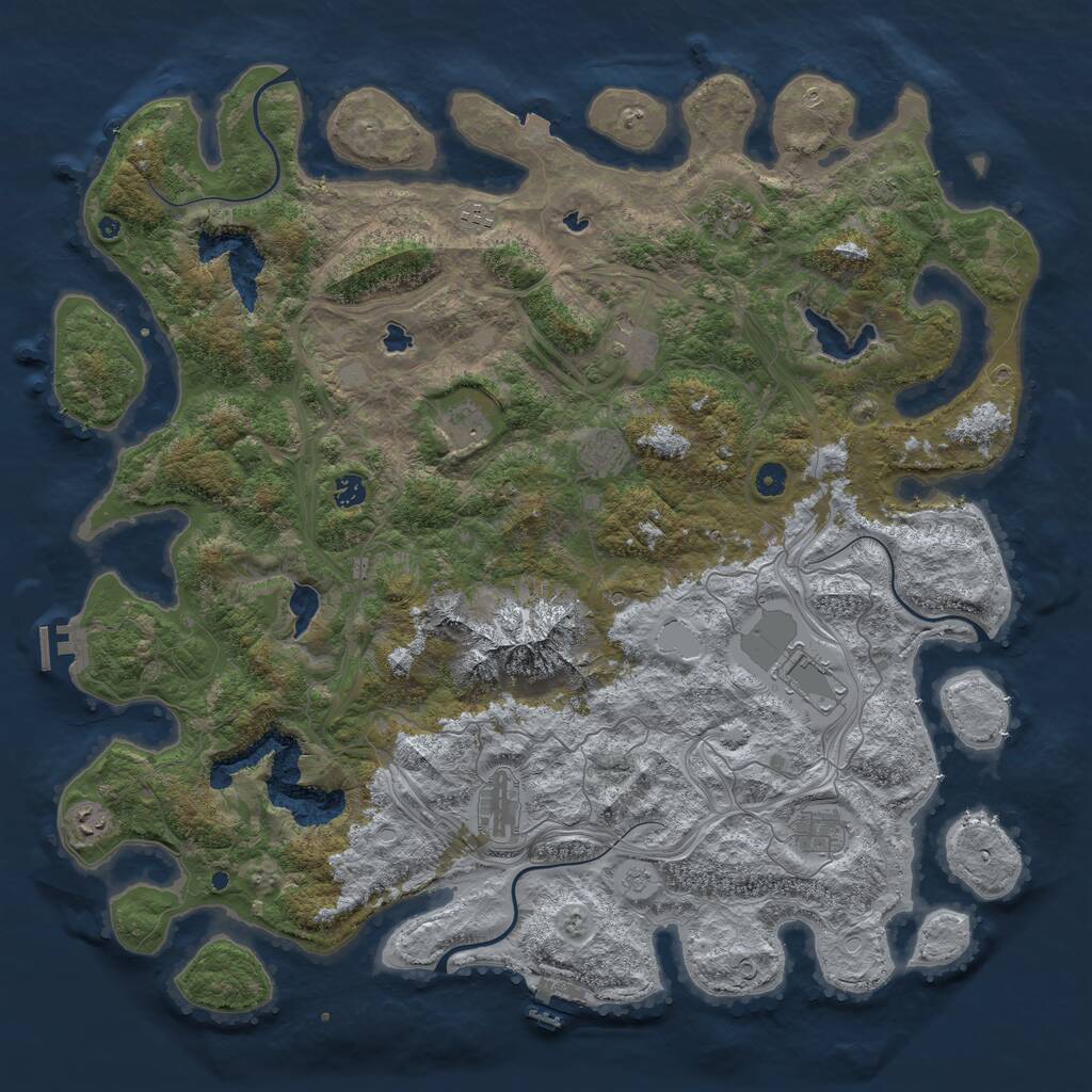 Rust Map: Procedural Map, Size: 5000, Seed: 25315831, 16 Monuments