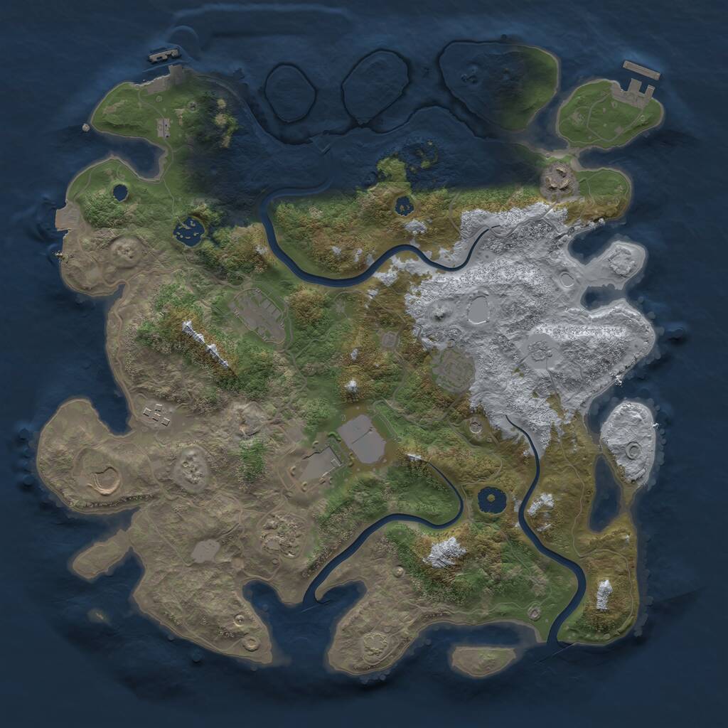 Rust Map: Procedural Map, Size: 3900, Seed: 6363, 14 Monuments