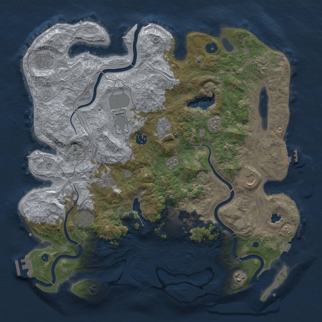 Rust Map: Procedural Map, Size: 4250, Seed: 2078454605, 17 Monuments