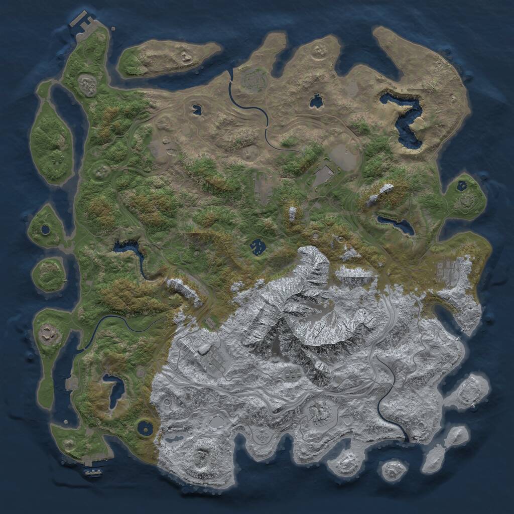 Rust Map: Procedural Map, Size: 5000, Seed: 6755, 16 Monuments