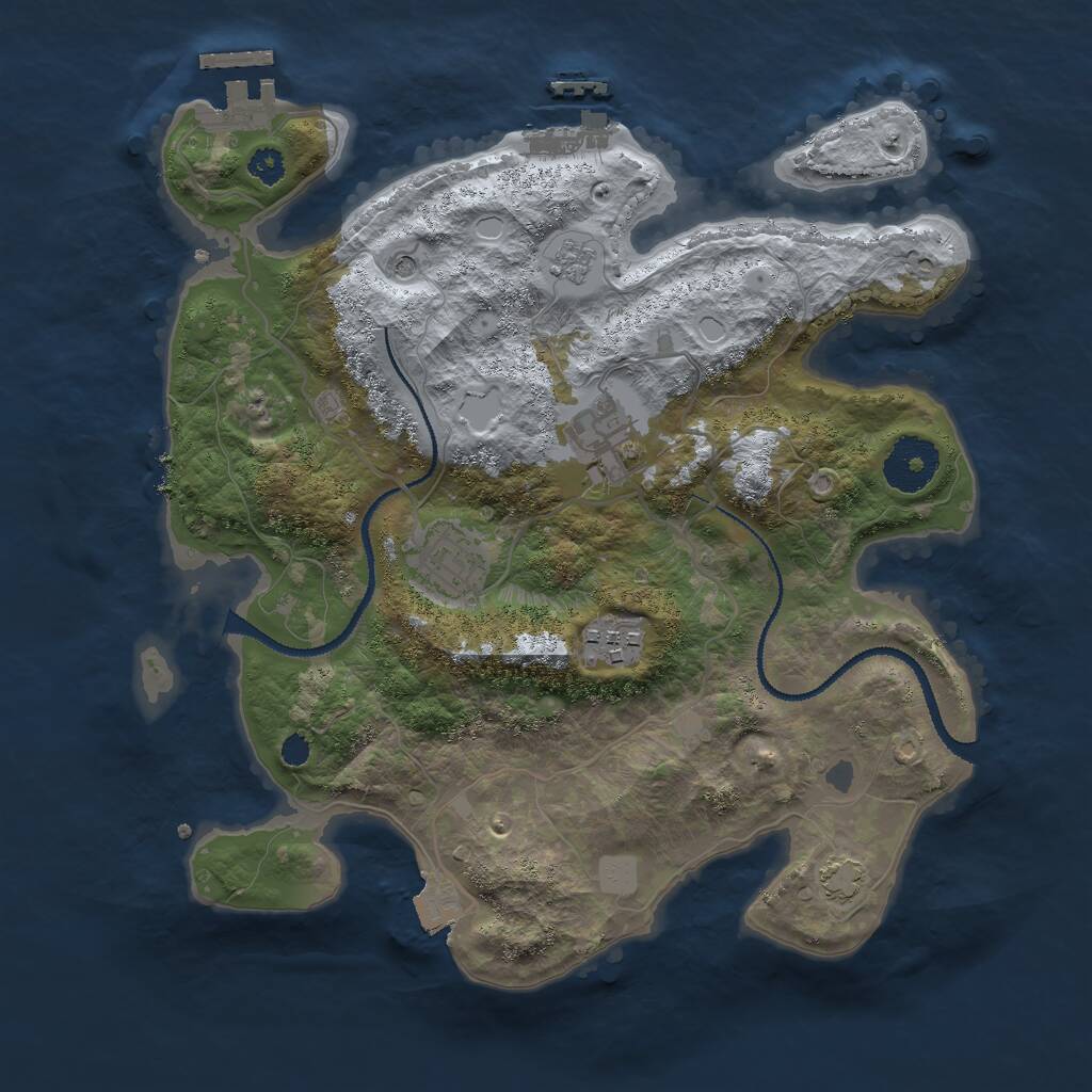 Rust Map: Procedural Map, Size: 3000, Seed: 863521, 9 Monuments