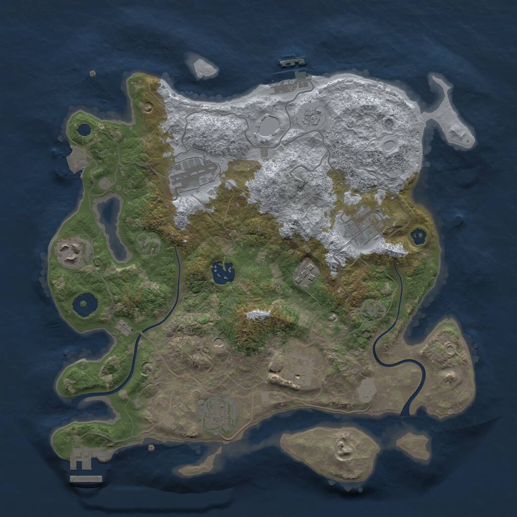 Rust Map: Procedural Map, Size: 3250, Seed: 181652706, 13 Monuments