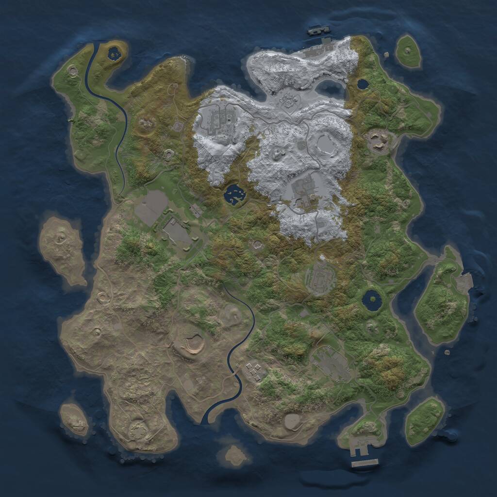 Rust Map: Procedural Map, Size: 3750, Seed: 1239677211, 15 Monuments
