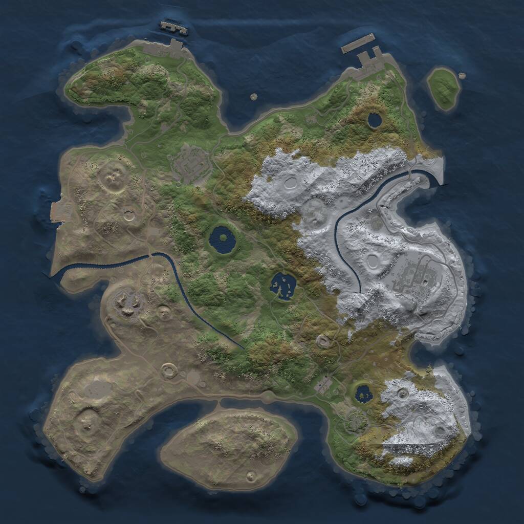 Rust Map: Procedural Map, Size: 3000, Seed: 411736, 9 Monuments