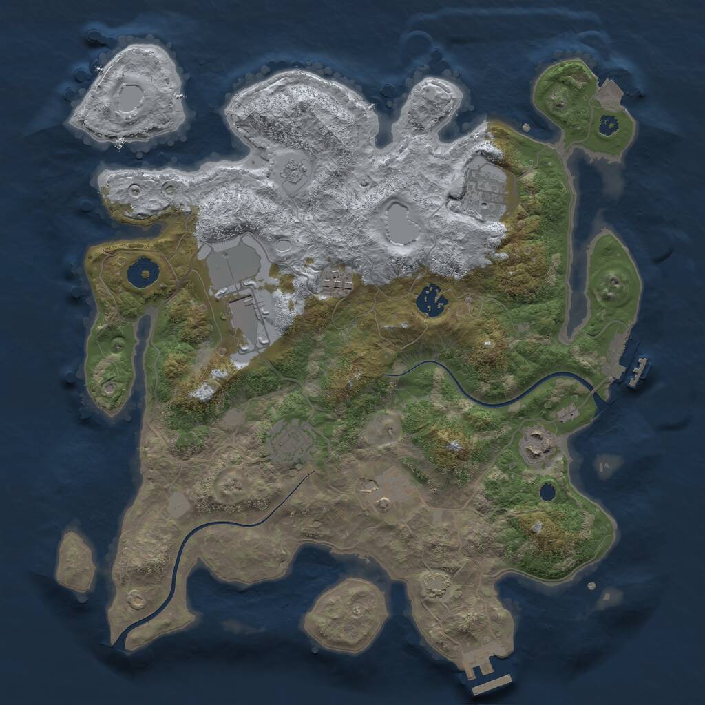 Rust Map: Procedural Map, Size: 3500, Seed: 1534468403, 12 Monuments