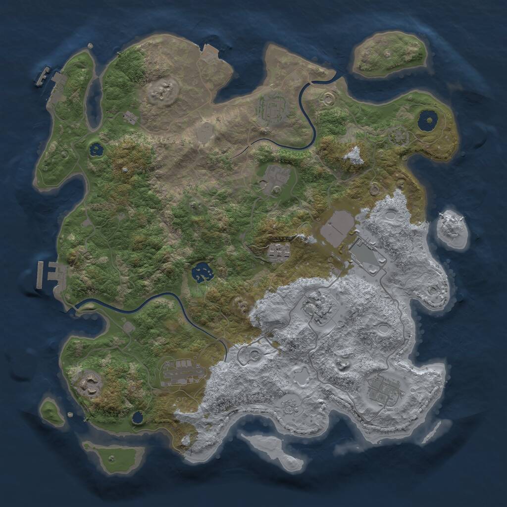 Rust Map: Procedural Map, Size: 3700, Seed: 1674262323, 15 Monuments
