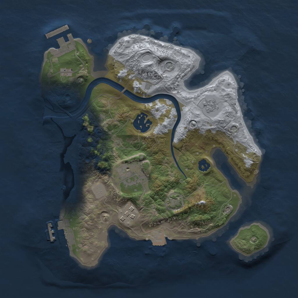 Rust Map: Procedural Map, Size: 2500, Seed: 51262, 9 Monuments