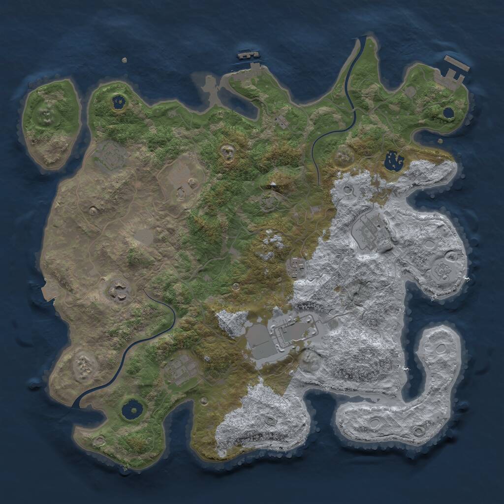 Rust Map: Procedural Map, Size: 3800, Seed: 1233753004, 14 Monuments