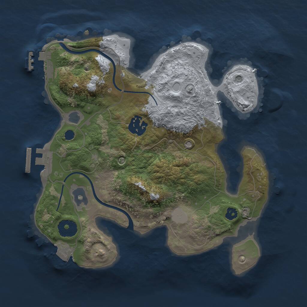Rust Map: Procedural Map, Size: 2500, Seed: 1243046431, 4 Monuments