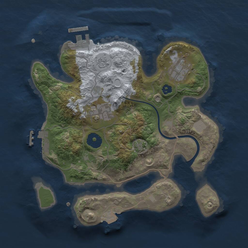 Rust Map: Procedural Map, Size: 2500, Seed: 560284141, 7 Monuments