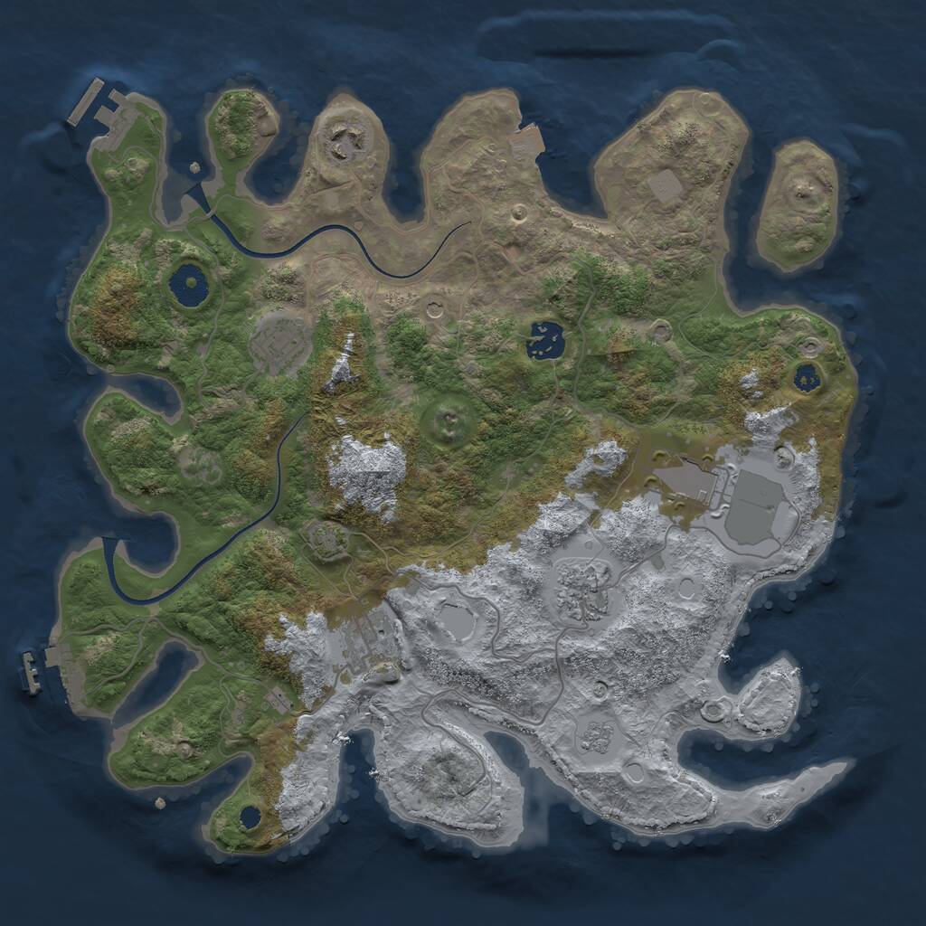 Rust Map: Procedural Map, Size: 3500, Seed: 1015521593, 12 Monuments