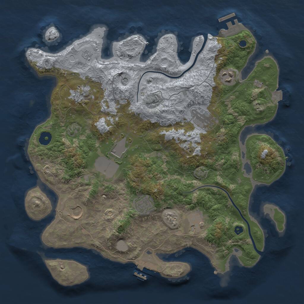 Rust Map: Procedural Map, Size: 3500, Seed: 2091027820, 13 Monuments
