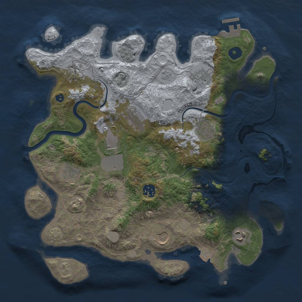 Rust Map: Procedural Map, Size: 3500, Seed: 2091027820, 15 Monuments