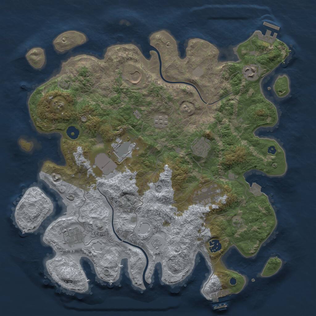 Rust Map: Procedural Map, Size: 3750, Seed: 1232187994, 14 Monuments