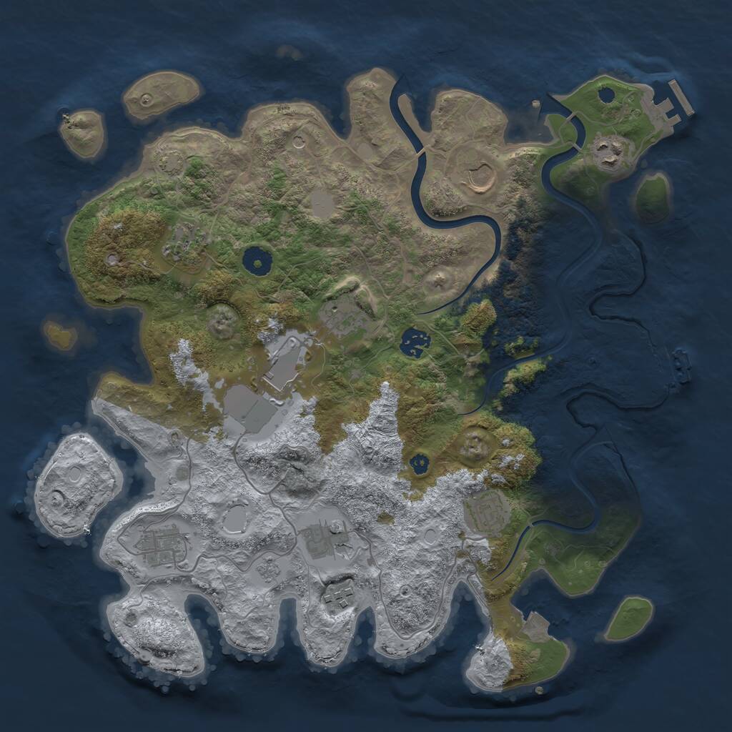 Rust Map: Procedural Map, Size: 3750, Seed: 1232187994, 16 Monuments