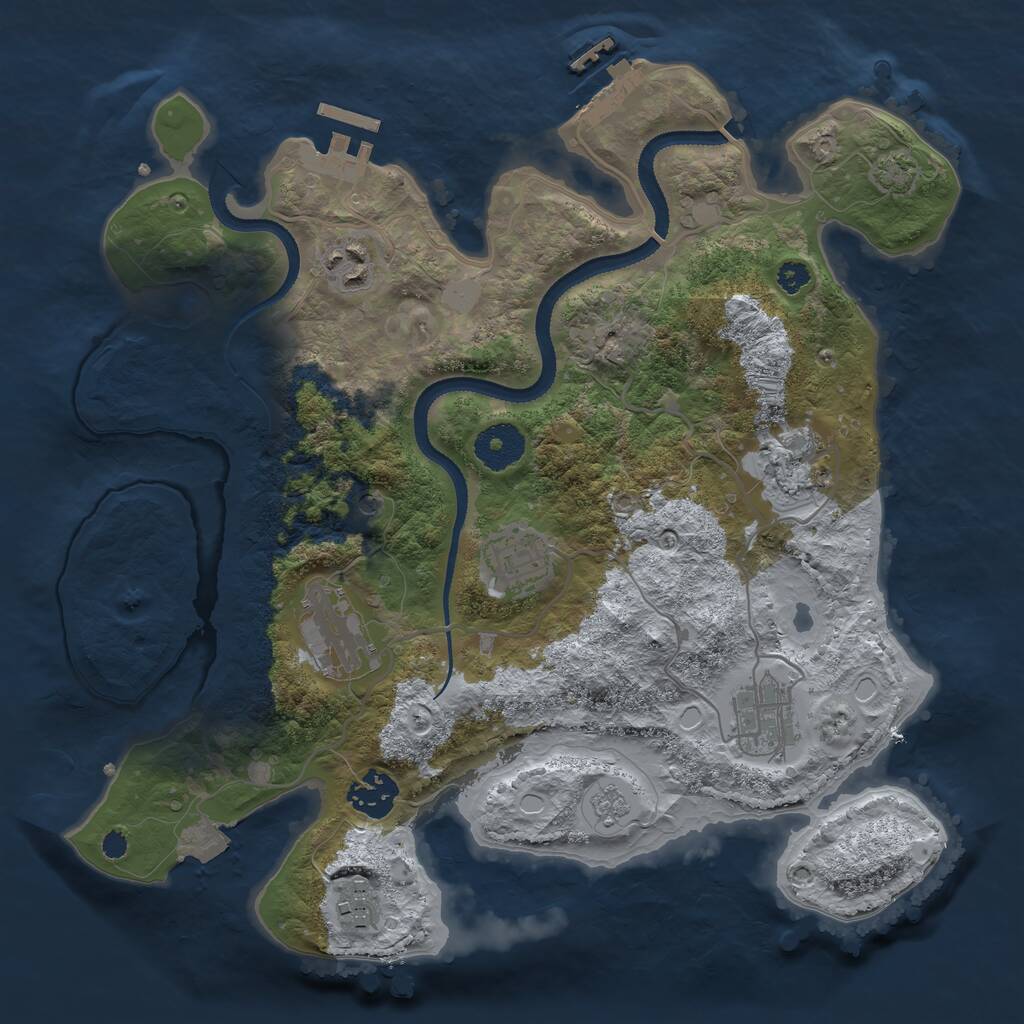 Rust Map: Procedural Map, Size: 3250, Seed: 102419980, 13 Monuments