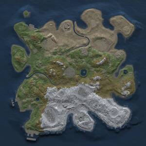 Thumbnail Rust Map: Procedural Map, Size: 3300, Seed: 195083352, 13 Monuments