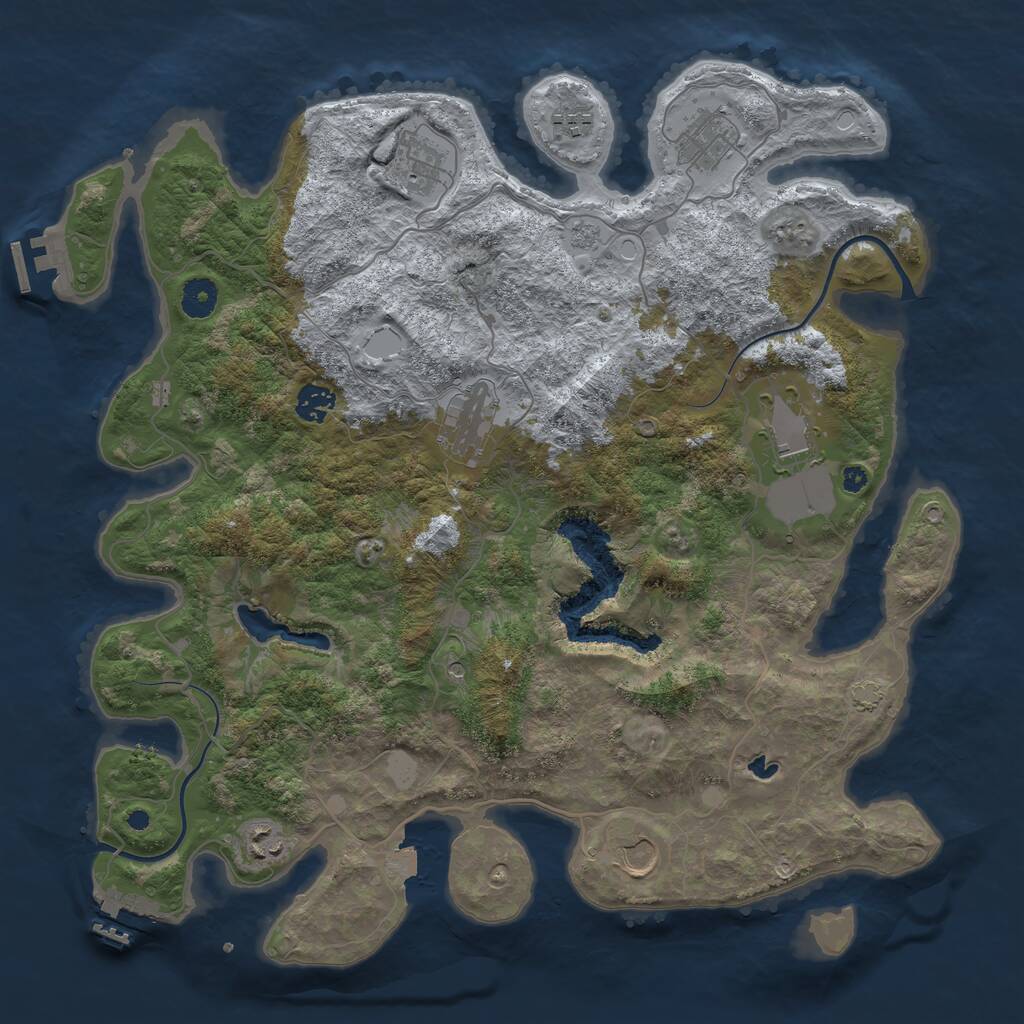Rust Map: Procedural Map, Size: 4000, Seed: 342901788, 14 Monuments