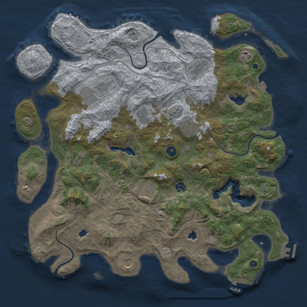 Rust Map: Procedural Map, Size: 4500, Seed: 1295571, 16 Monuments