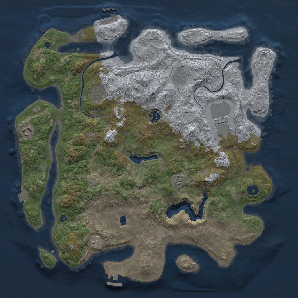 Rust Map: Procedural Map, Size: 4000, Seed: 343054143, 12 Monuments