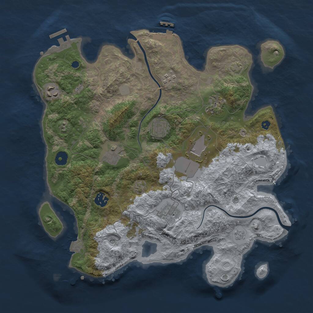 Rust Map: Procedural Map, Size: 3500, Seed: 7032025, 14 Monuments