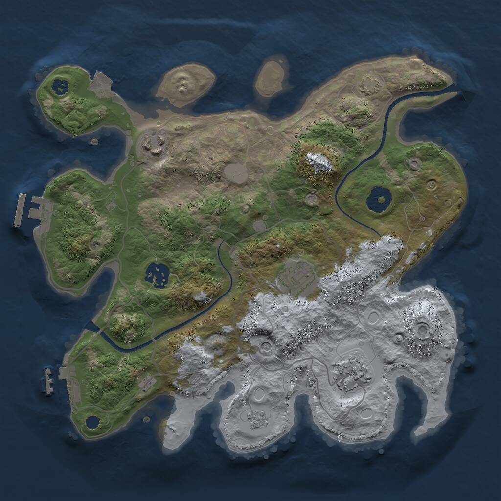 Rust Map: Procedural Map, Size: 3000, Seed: 487528, 10 Monuments