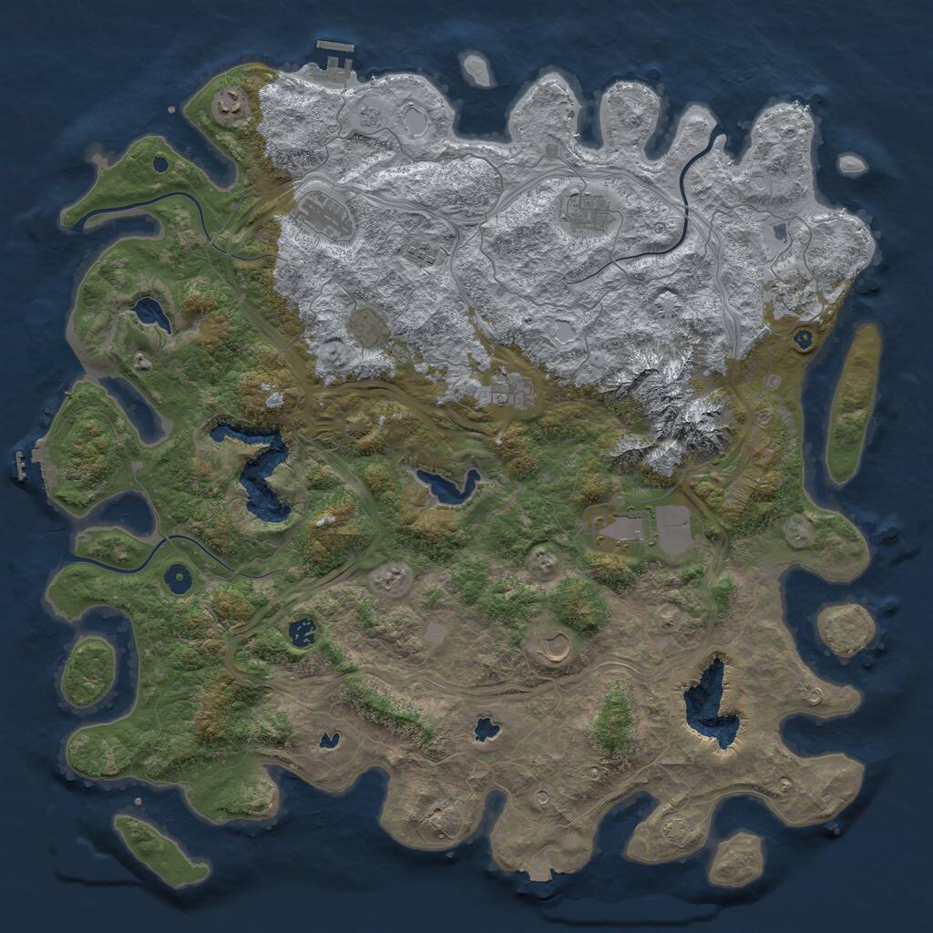 Rust Map: Procedural Map, Size: 5000, Seed: 1683539491, 16 Monuments