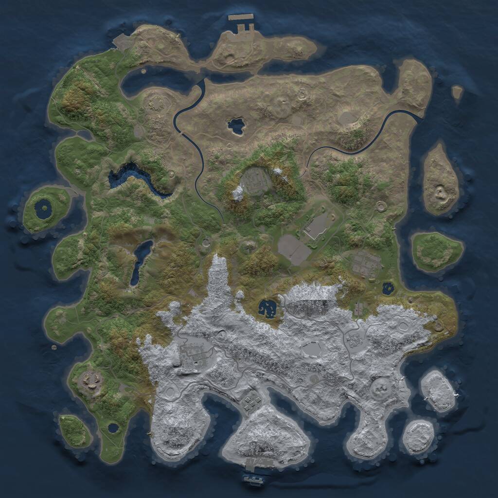 Rust Map: Procedural Map, Size: 4000, Seed: 299648444, 13 Monuments