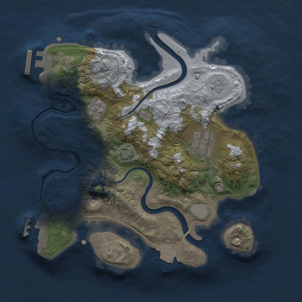 Rust Map: Procedural Map, Size: 2500, Seed: 1427299315, 8 Monuments