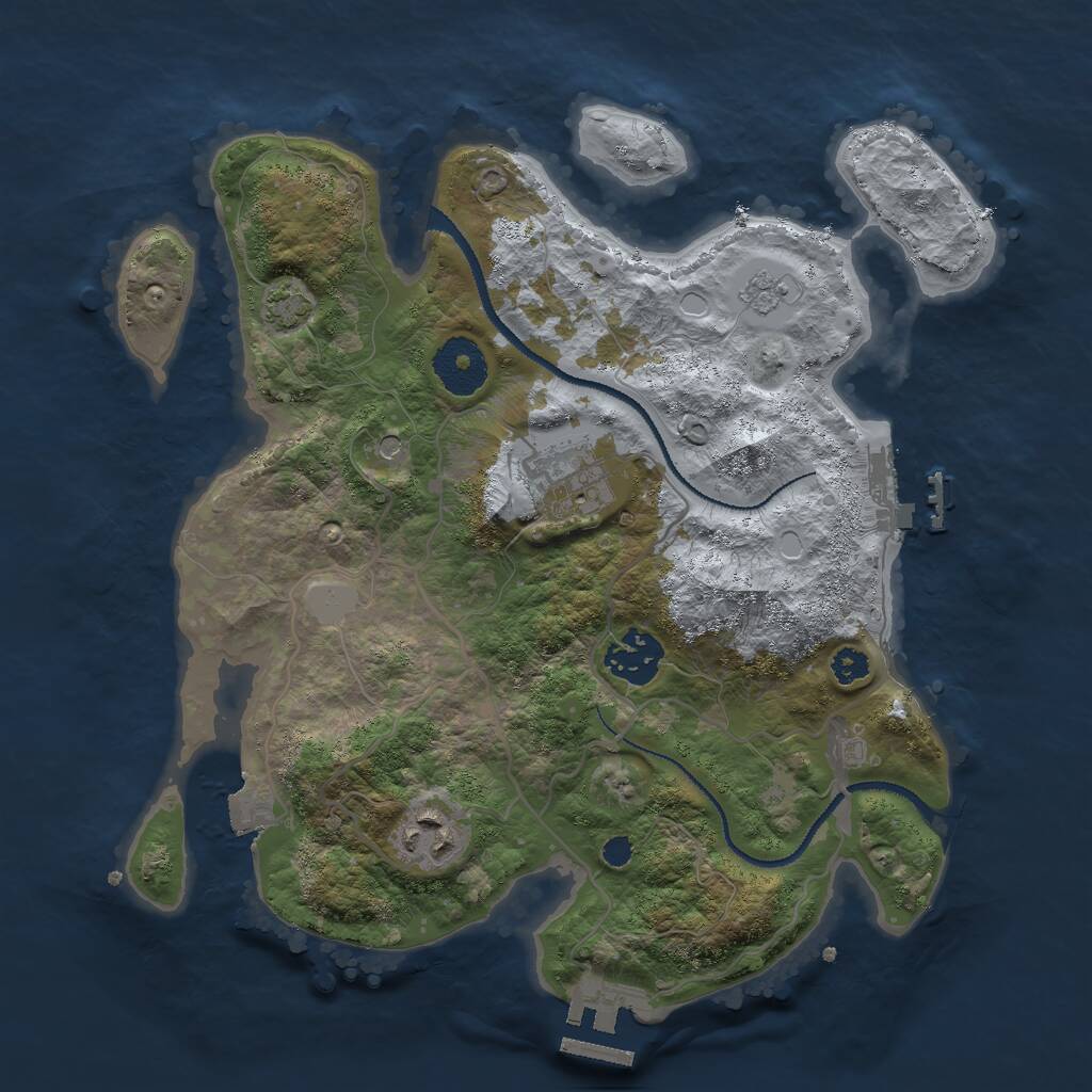 Rust Map: Procedural Map, Size: 3000, Seed: 864723420, 9 Monuments