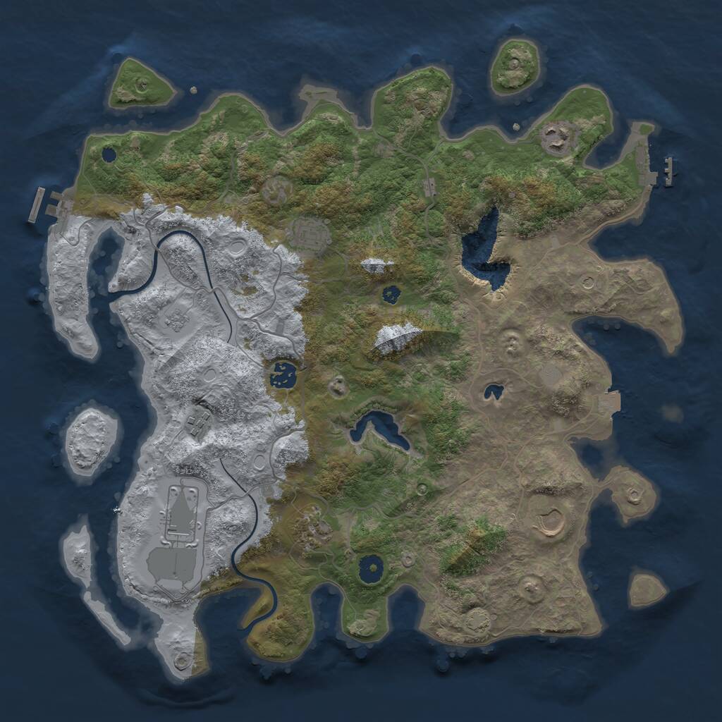 Rust Map: Procedural Map, Size: 4000, Seed: 1377804824, 13 Monuments