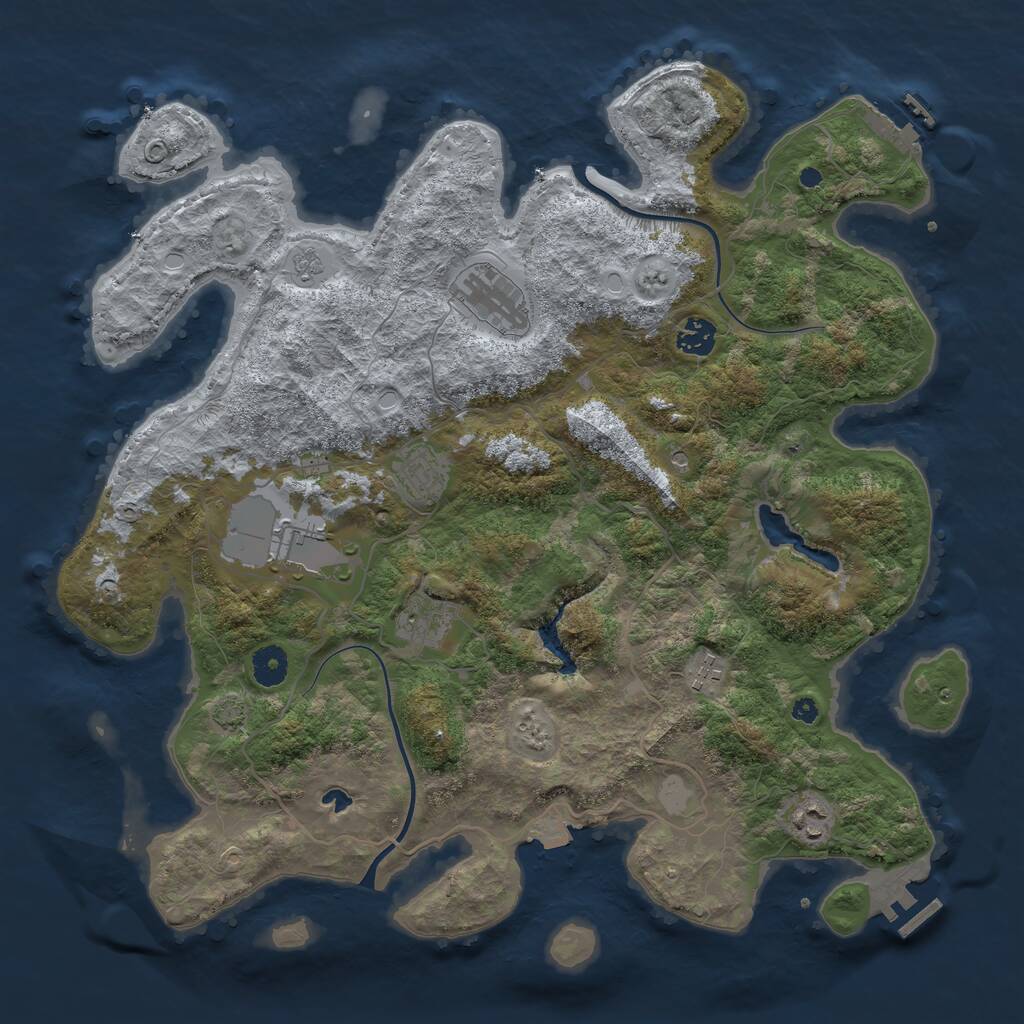 Rust Map: Procedural Map, Size: 4000, Seed: 420215, 13 Monuments