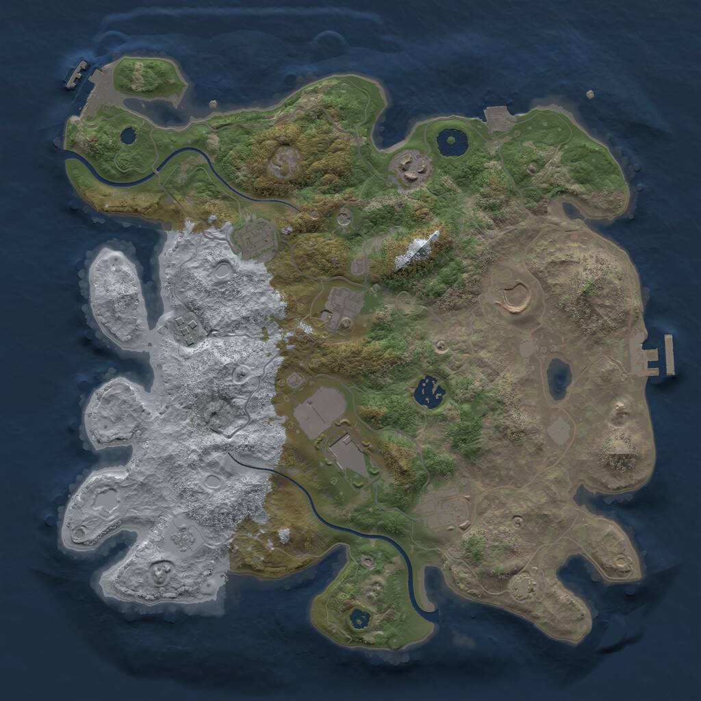 Rust Map: Procedural Map, Size: 3500, Seed: 1442325971, 14 Monuments