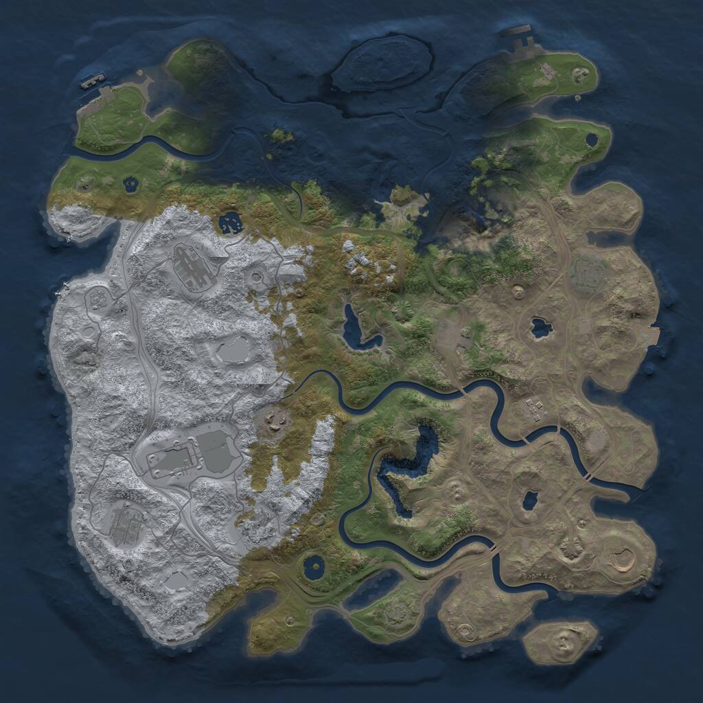 Rust Map: Procedural Map, Size: 4500, Seed: 162632083, 17 Monuments
