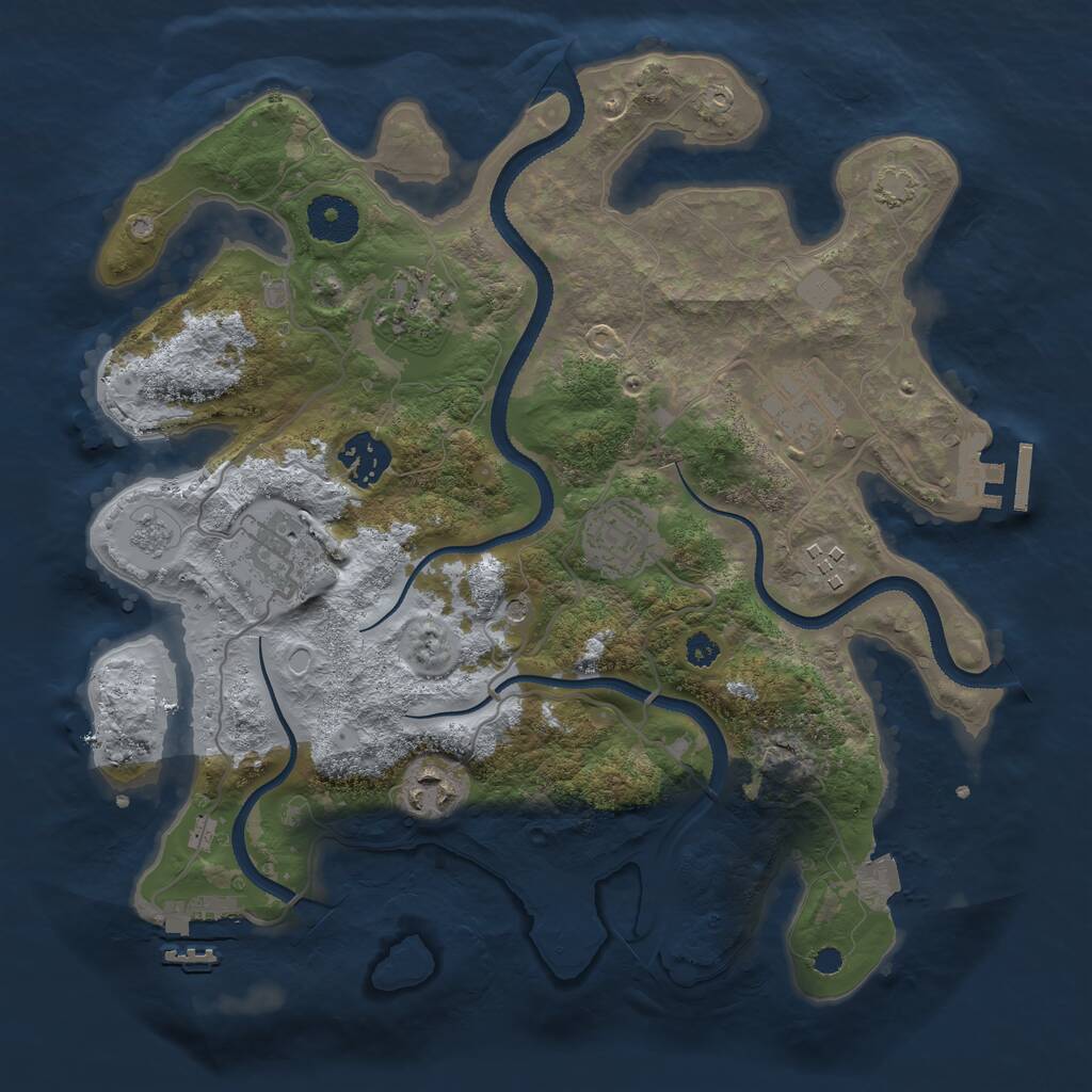 Rust Map: Procedural Map, Size: 3250, Seed: 1671945351, 13 Monuments