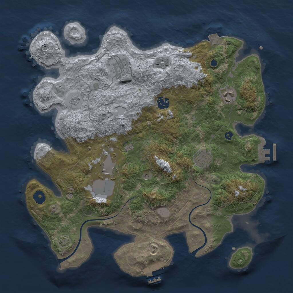 Rust Map: Procedural Map, Size: 3500, Seed: 122870858, 12 Monuments