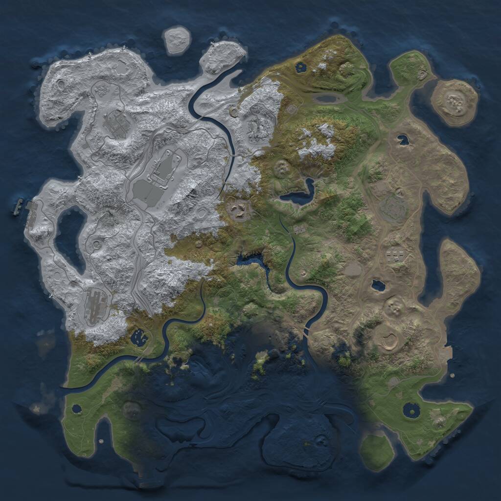 Rust Map: Procedural Map, Size: 4500, Seed: 6657567, 16 Monuments