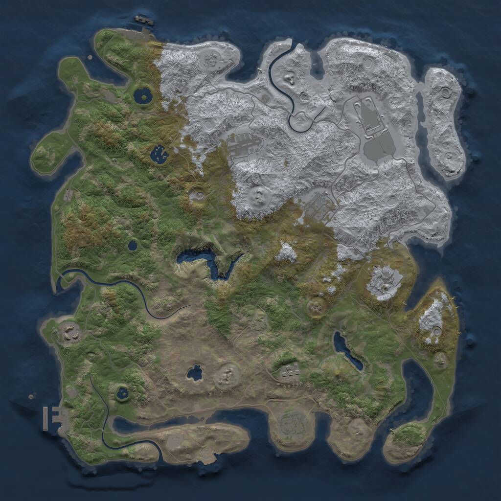 Rust Map: Procedural Map, Size: 4242, Seed: 404804086, 14 Monuments