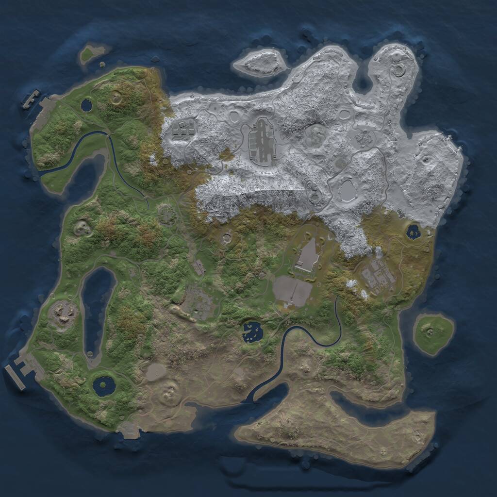 Rust Map: Procedural Map, Size: 3500, Seed: 243432243, 13 Monuments