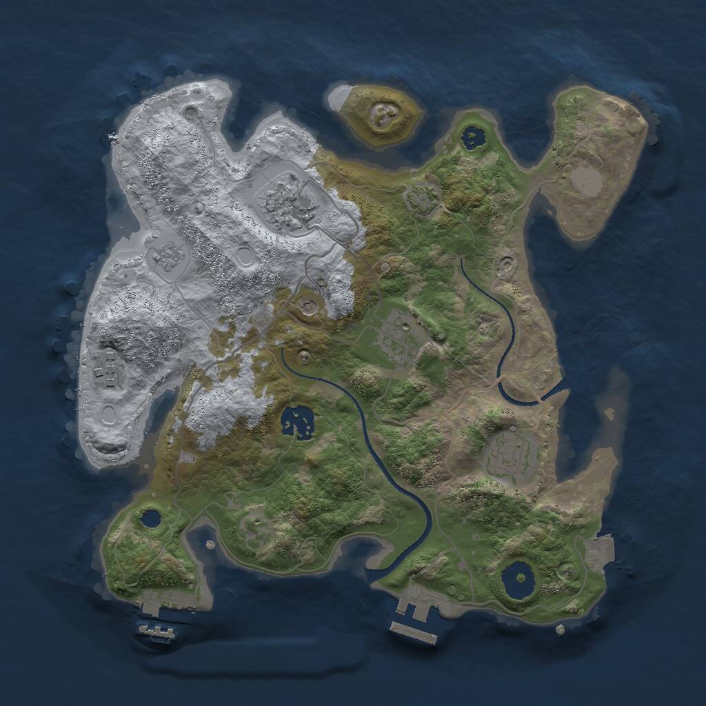 Rust Map: Procedural Map, Size: 3000, Seed: 773890730, 11 Monuments