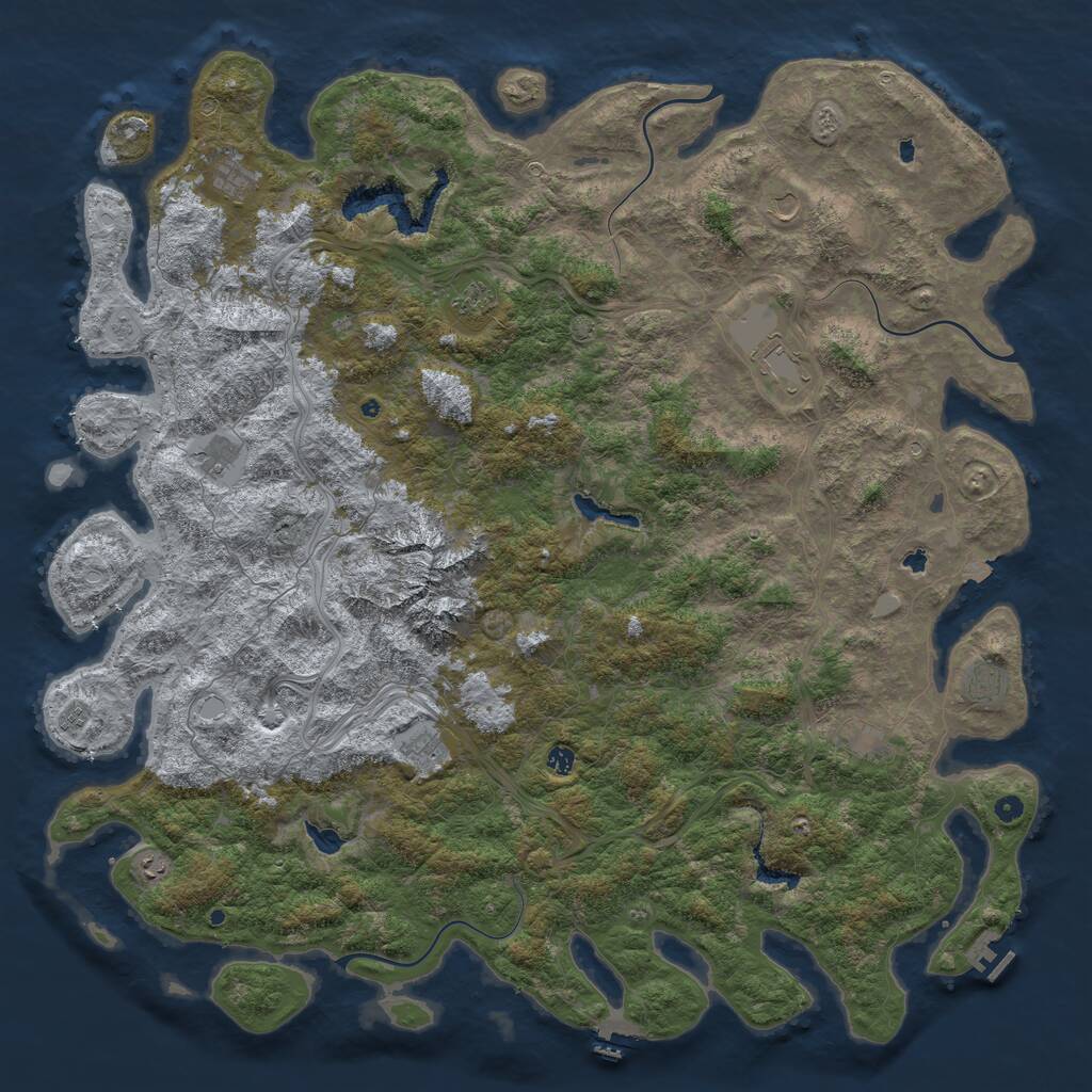 Rust Map: Procedural Map, Size: 6000, Seed: 228214608, 17 Monuments