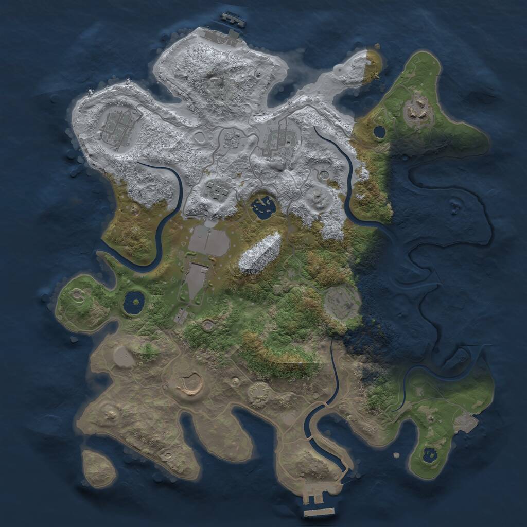 Rust Map: Procedural Map, Size: 3500, Seed: 1139120833, 14 Monuments