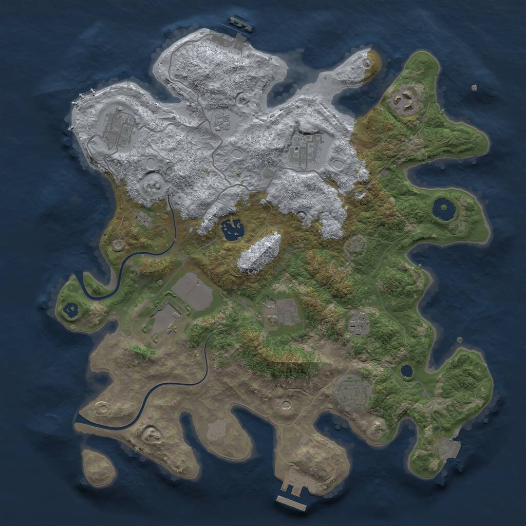 Rust Map: Procedural Map, Size: 3500, Seed: 1139120833, 14 Monuments
