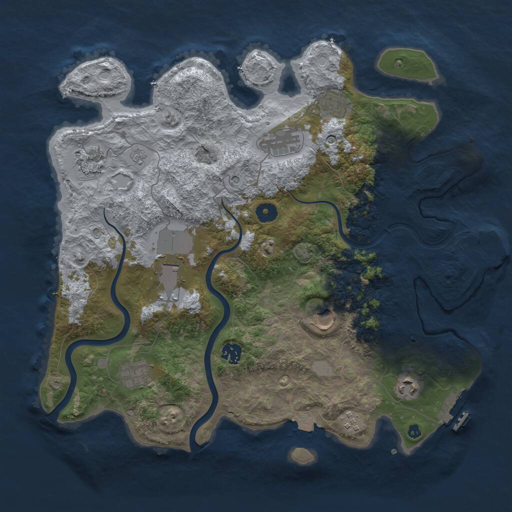 Rust Map: Procedural Map, Size: 3750, Seed: 53244, 15 Monuments