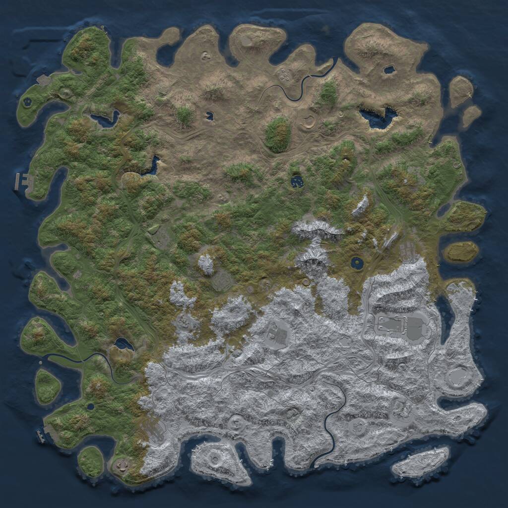 Rust Map: Procedural Map, Size: 6000, Seed: 814586710, 17 Monuments