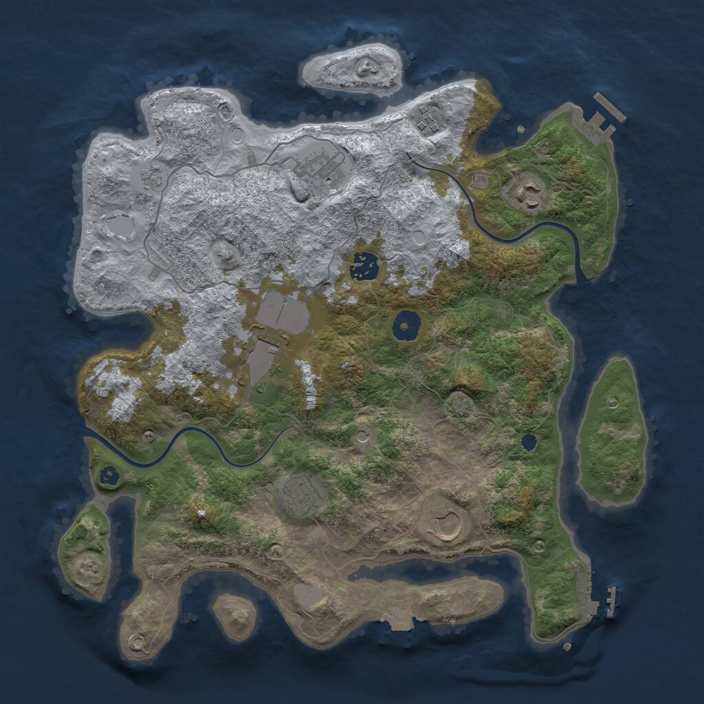 Rust Map: Procedural Map, Size: 3600, Seed: 589692, 13 Monuments